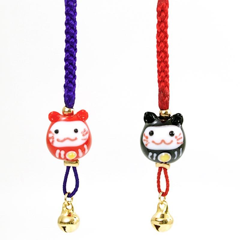 お得な2個セット」「豆 猫 だるま 根付」受験 合格祈願 グッズ お守り