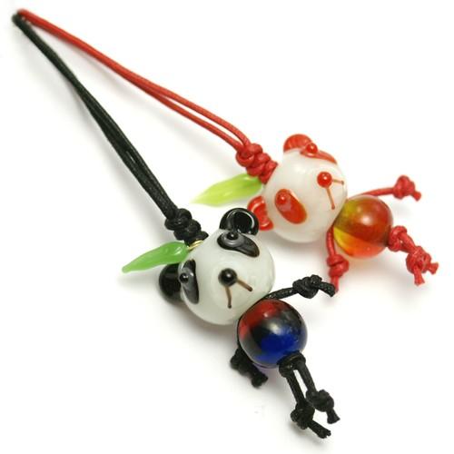 パンダ ストラップ パンダ グッズ 携帯ストラップ おしゃれ お守り Stpanda とんぼ玉専門店 きなりがらす 通販 Yahoo ショッピング