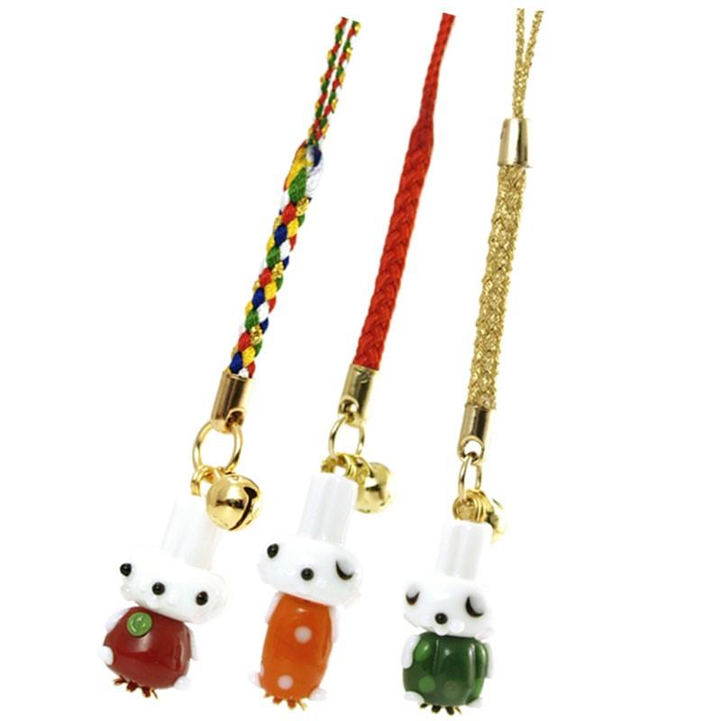 うさぴー 根付」うさぎ 携帯ストラップ おしゃれ お守り ガラス細工