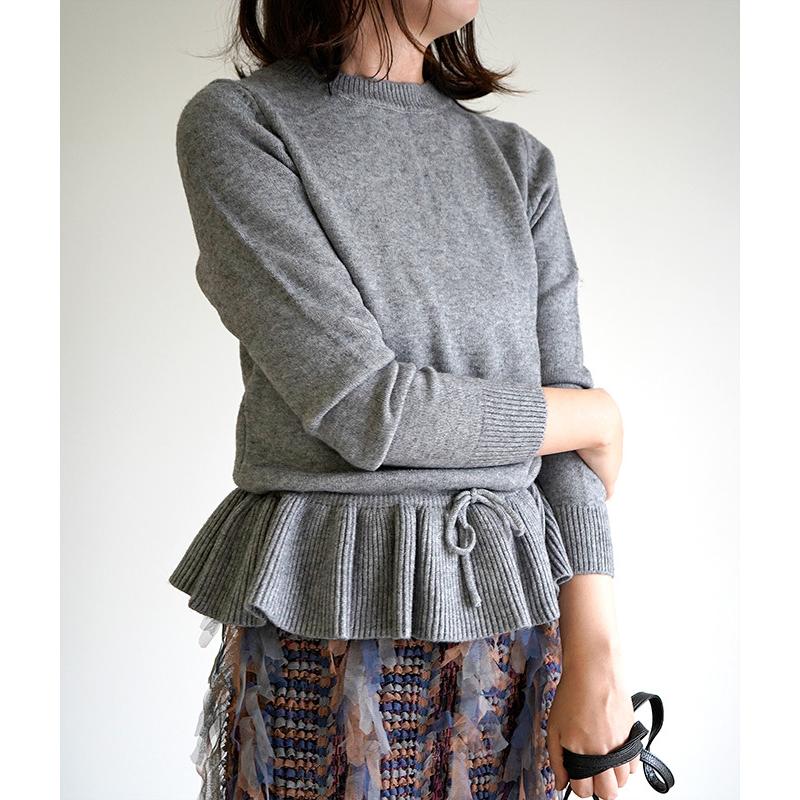 Cawaii French ニット セーター レディース 長袖 ペプラム 裾フリル 無地 デザインニット ペプラムニット トップス グレー ブラック ホワイト K1a415 Kinarina 通販 Yahoo ショッピング