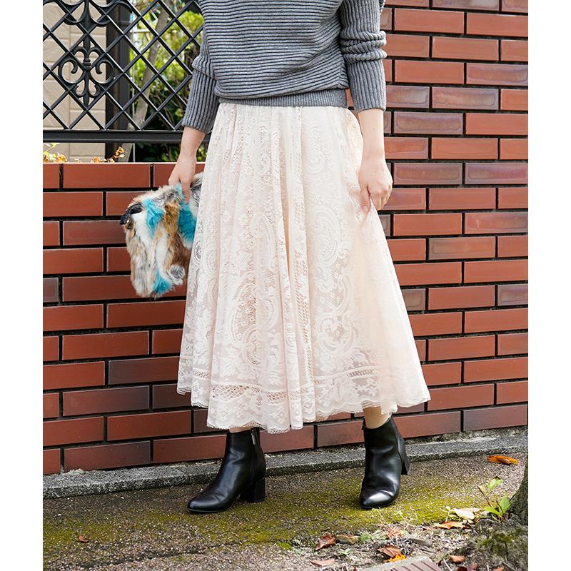 cawaii french」ボトム スカート ロング ロング丈 フレア ウエストゴム