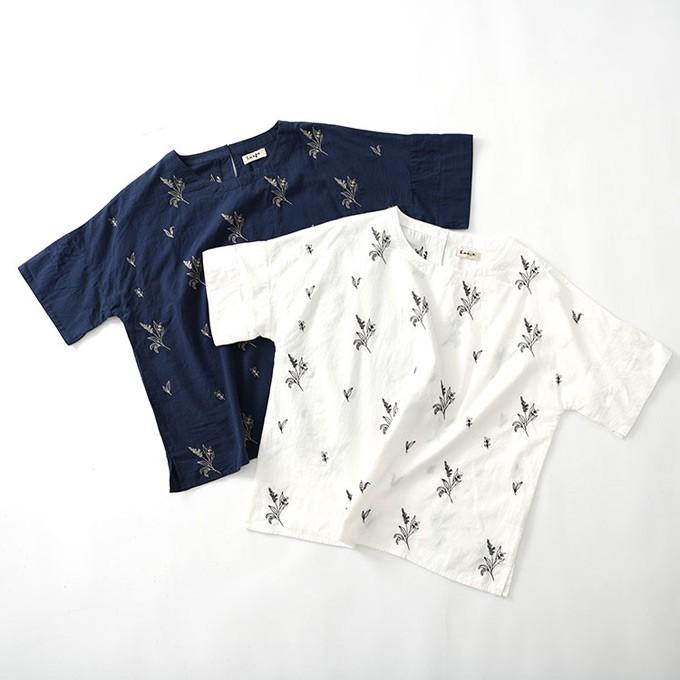 Mori Lady ブラウス 半袖 プルオーバー 草花 刺繍 ドロップショルダー 大きいサイズ ナチュラル系 レディース ファッション ネイビー ホワイト K1a459 Kinarina 通販 Yahoo ショッピング