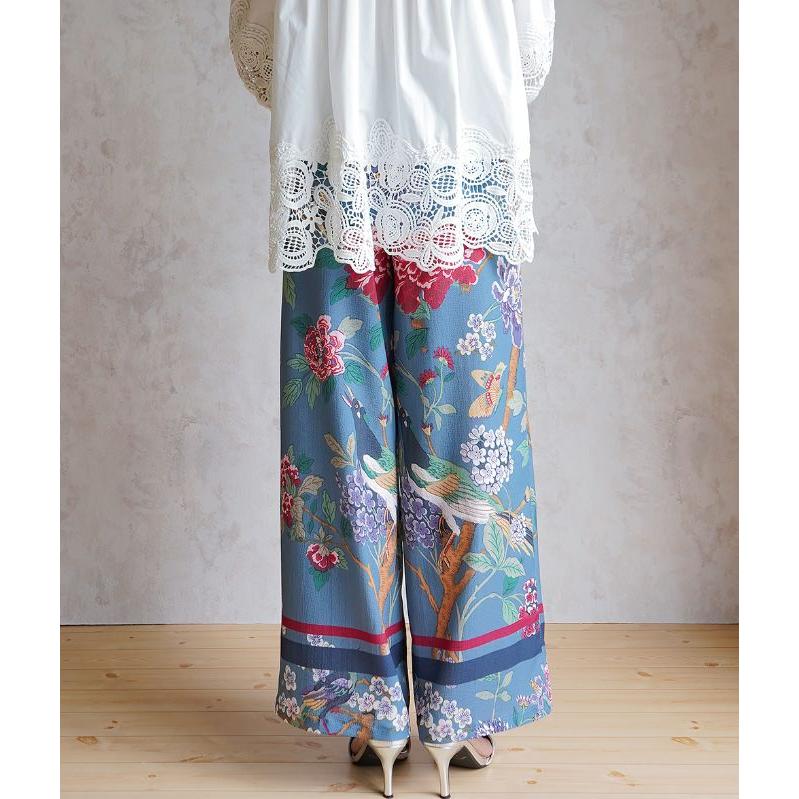 cawaii french」 ワイドパンツ 花柄 大柄 40代ファッション