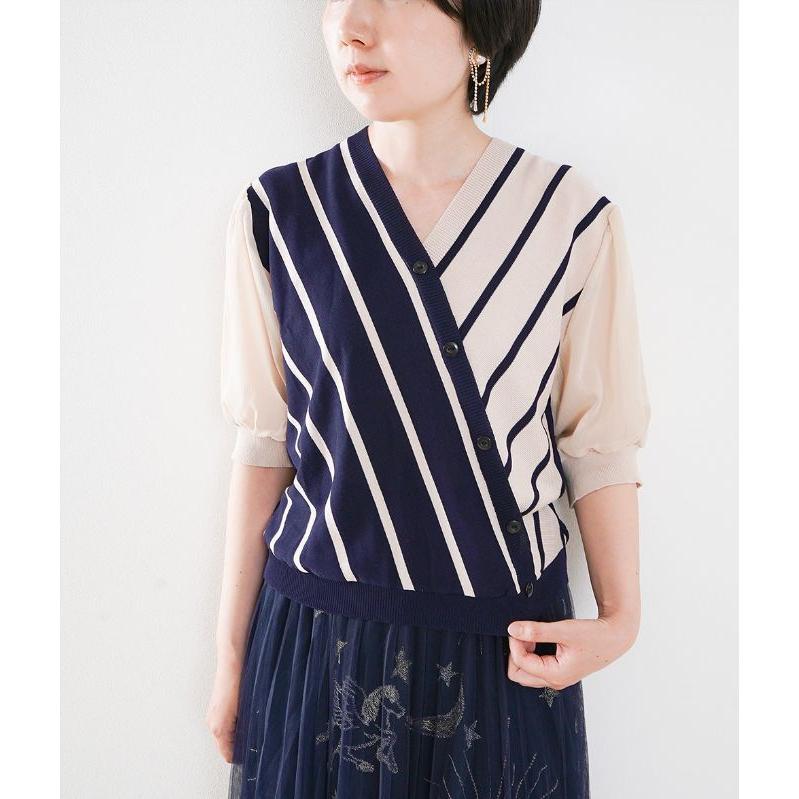 cawaii french」トップス ニット レディース 半袖 五分袖 パフスリーブ 