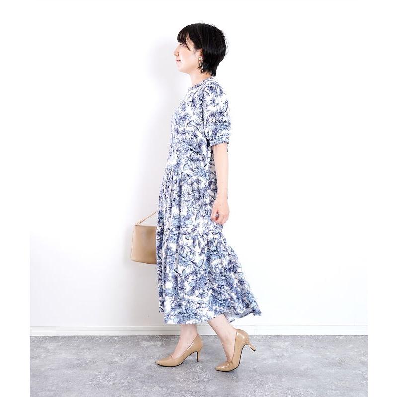 cawaii french」ワンピース ロング ロング丈 半袖 パフスリーブ 花柄 