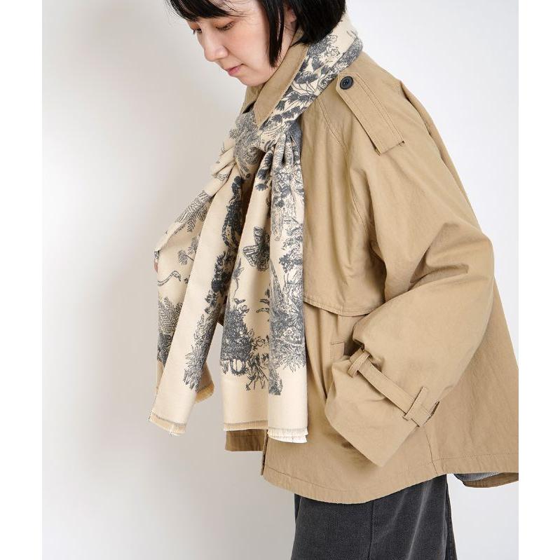 cawaii french」ストール マフラー 大判 総柄 花柄 フラワー 花 植物柄