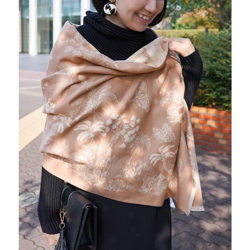 cawaii french」ストール マフラー 大判 総柄 花柄 フラワー 花 植物柄