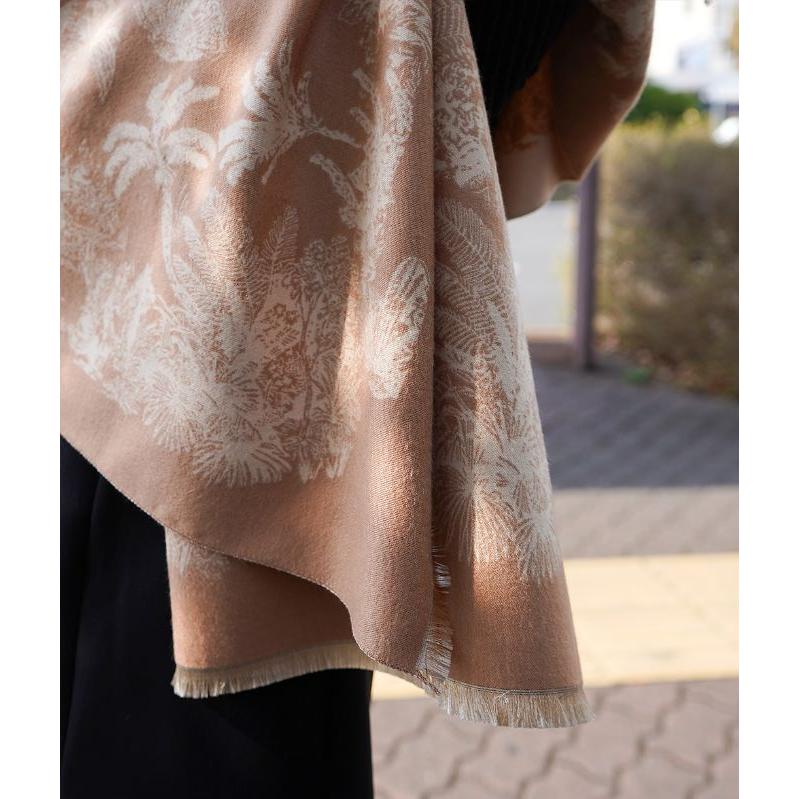 cawaii french」ストール マフラー 大判 総柄 花柄 フラワー 花 植物柄