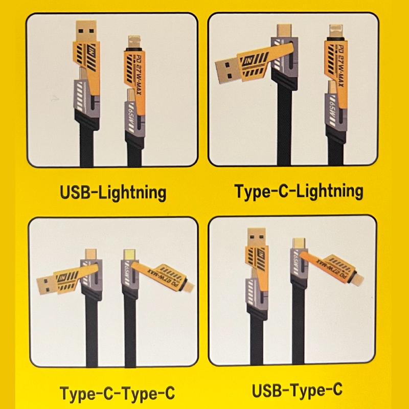 ライトニングケーブル 充電器 4in1 全機種対応 1m iPhone type-c USB