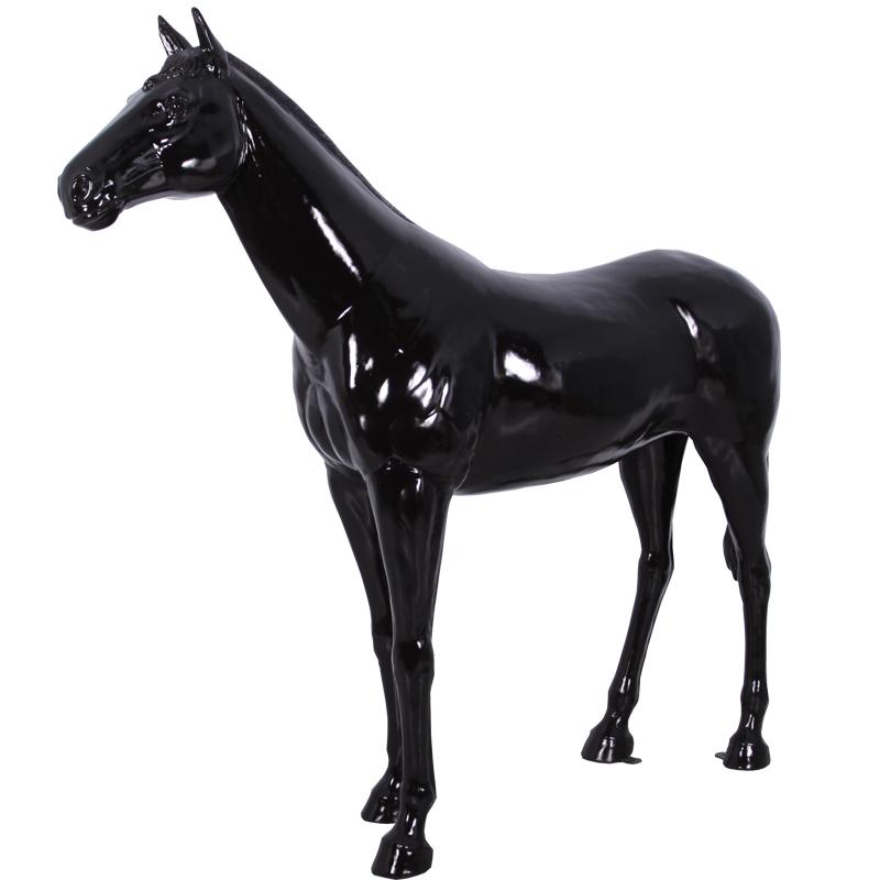 動物 オブジェ 強壮と立ち振る舞う馬 ブラック（光沢） インテリア 