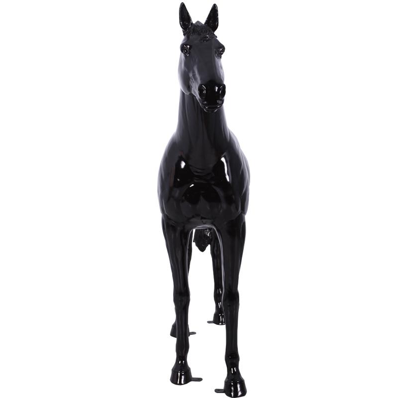 動物 オブジェ 強壮と立ち振る舞う馬 ブラック（光沢） インテリア