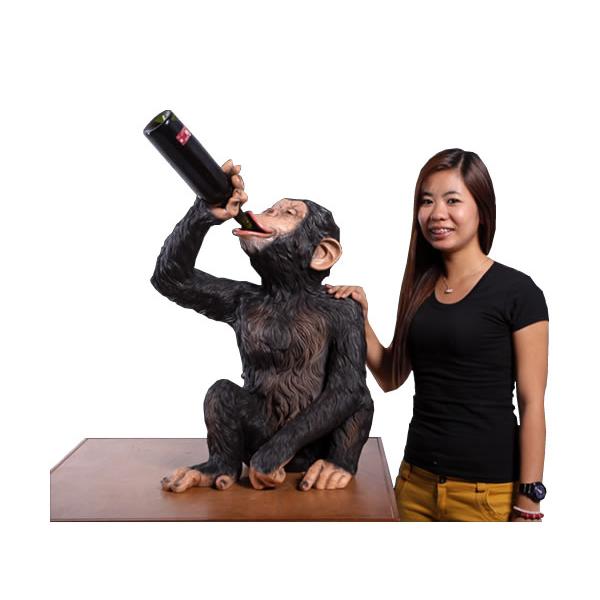 動物 オブジェ 酔っ払いチンパンジーのワインホルダー インテリア