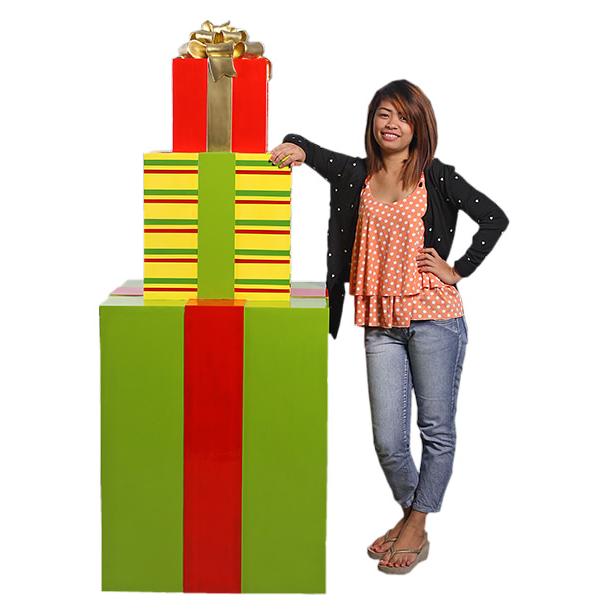 オブジェ クリスマスボックス 3段 インテリア イベント ディスプレイ Gift Stack 189 Tall Lime Yellow andの画像