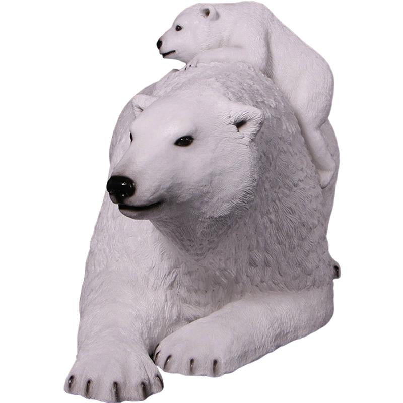 動物 オブジェ 白クマの親子 インテリア イベント ディスプレイ Polar Bear with Cubの画像
