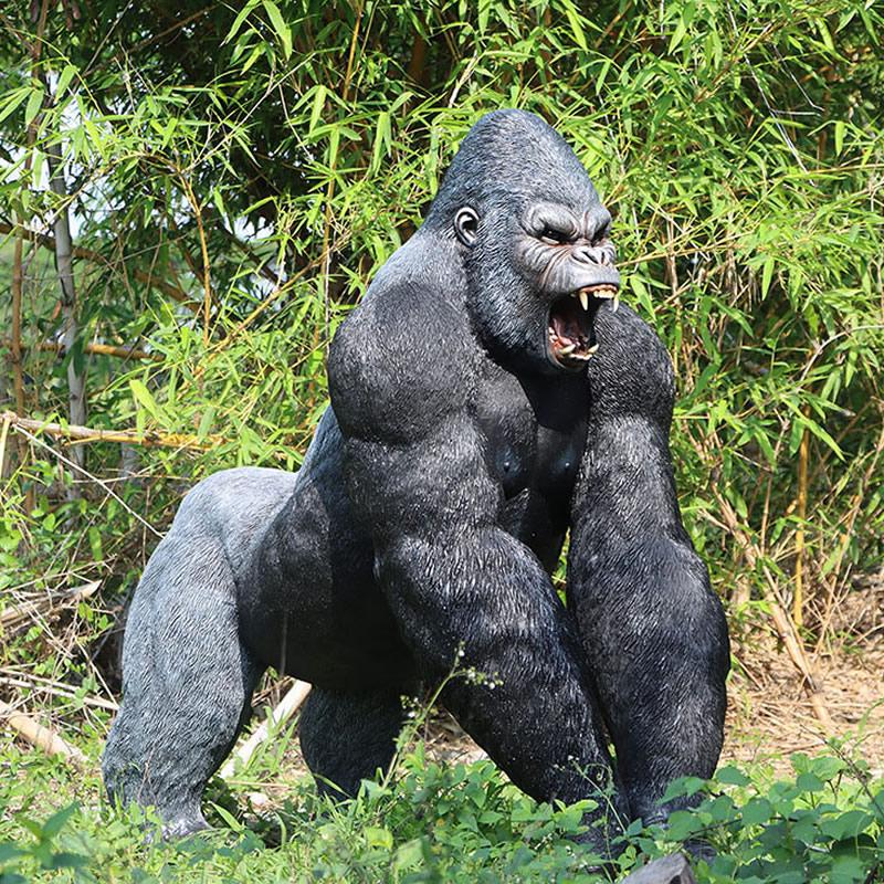動物 オブジェ 夜叉のように牙をむき出しにするゴリラ インテリア