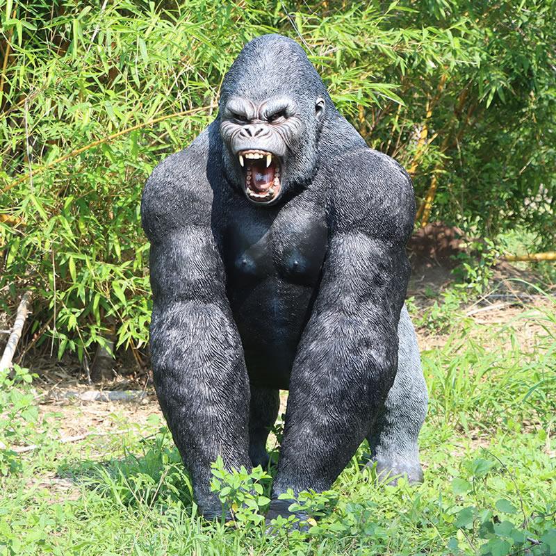 動物 オブジェ 夜叉のように牙をむき出しにするゴリラ インテリア