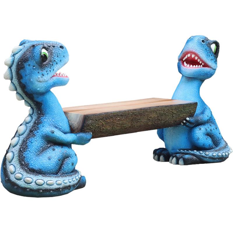 恐竜 オブジェ 青い恐竜のベンチ インテリア イベント ディスプレイ Dino Bench Gelcoat Versionの画像