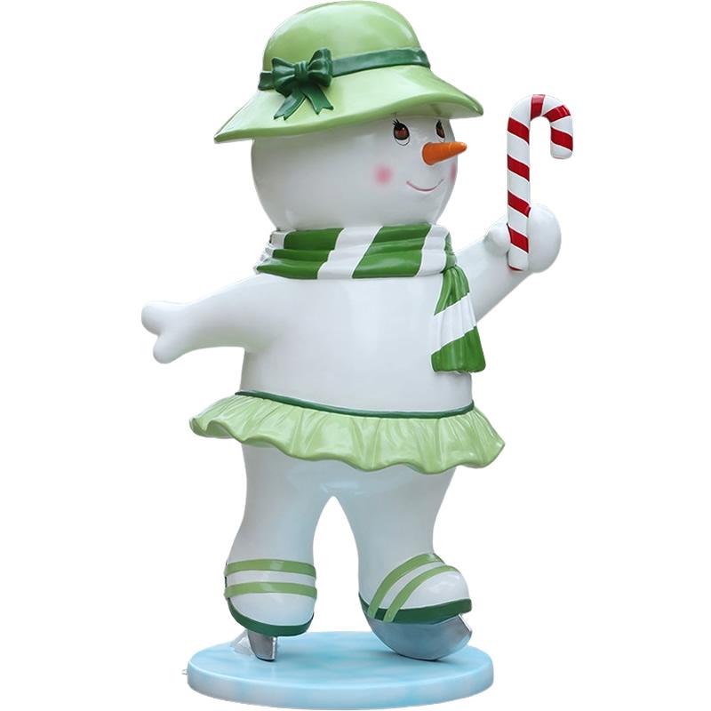 オブジェ スケートする雪だるま お母さん インテリア イベント ディスプレイ Skating Snowman Family Motherの画像