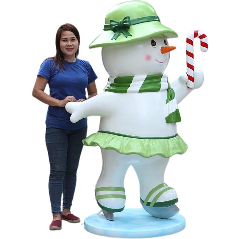 オブジェ スケートする雪だるま お母さん インテリア イベント ディスプレイ Skating Snowman Family Motherの画像