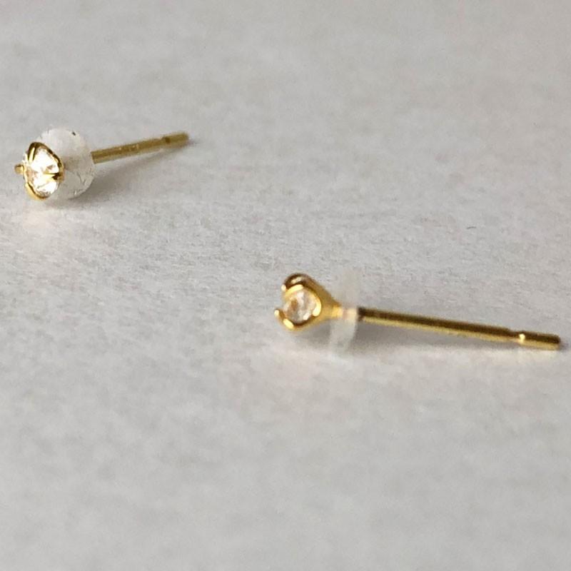 K18 ポスト ピアス キュービック ジルコニア クリスタル 2mm JK4