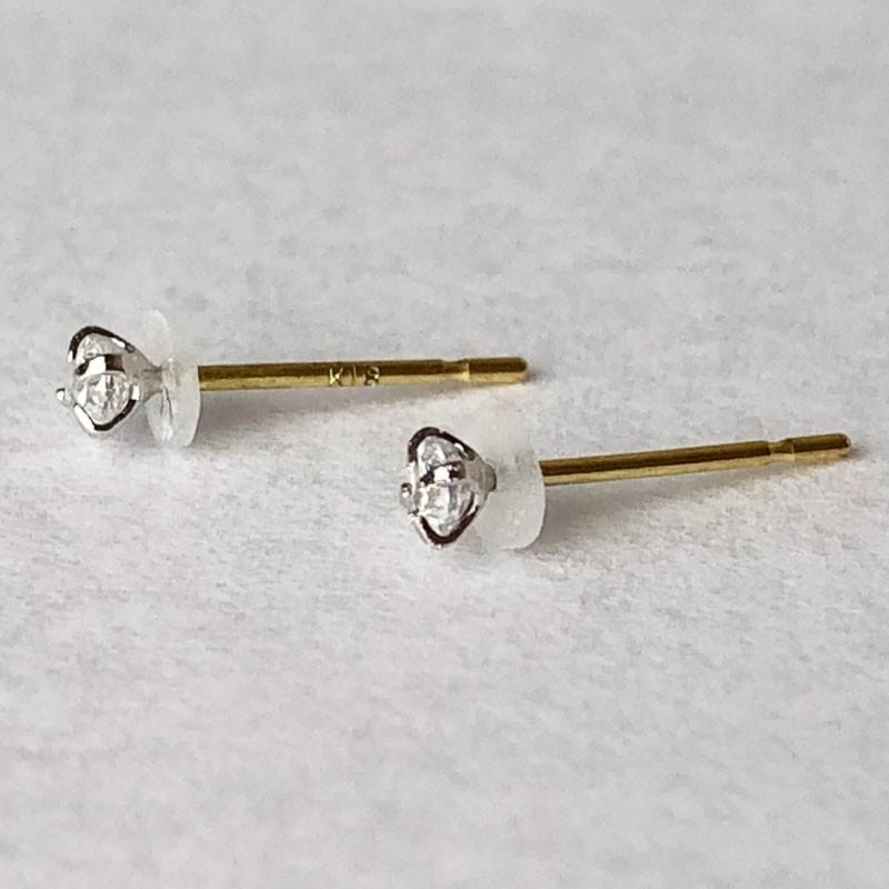 K18 ポスト ピアス キュービック ジルコニア クリスタル 3mm JK5