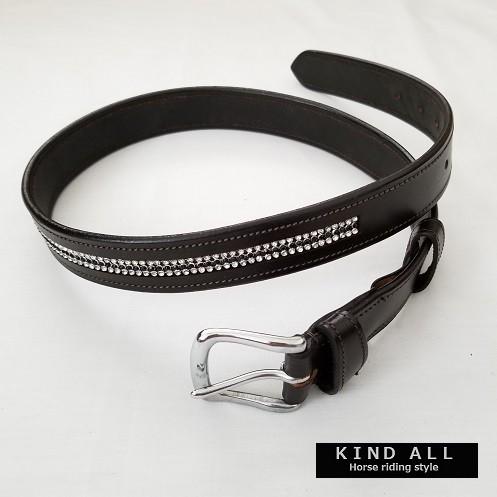 ラインストーン付きベルト 本革 乗馬用レザーベルト 乗馬 : KIND