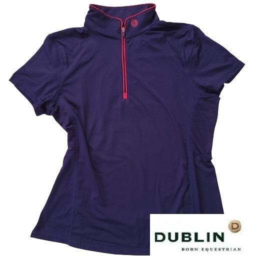 DUBLIN　ダブリン　ブルー　L　半袖ライディングシャツ　乗馬　馬術 DUBLIN ダブリン レディース 半袖ライディングシャツ 乗馬 馬術