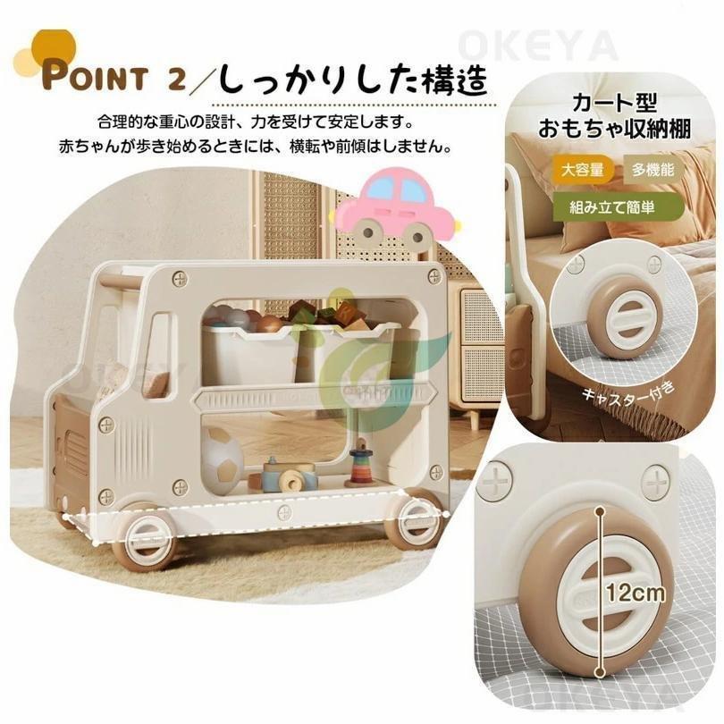 おもちゃ収納 おもちゃ箱 大容量 おもちゃ 収納 ボックス 子供 キャスター付き カート型 おもちゃラック 子供服 おもちゃ棚 コンパクト かわいい 小物収納_4