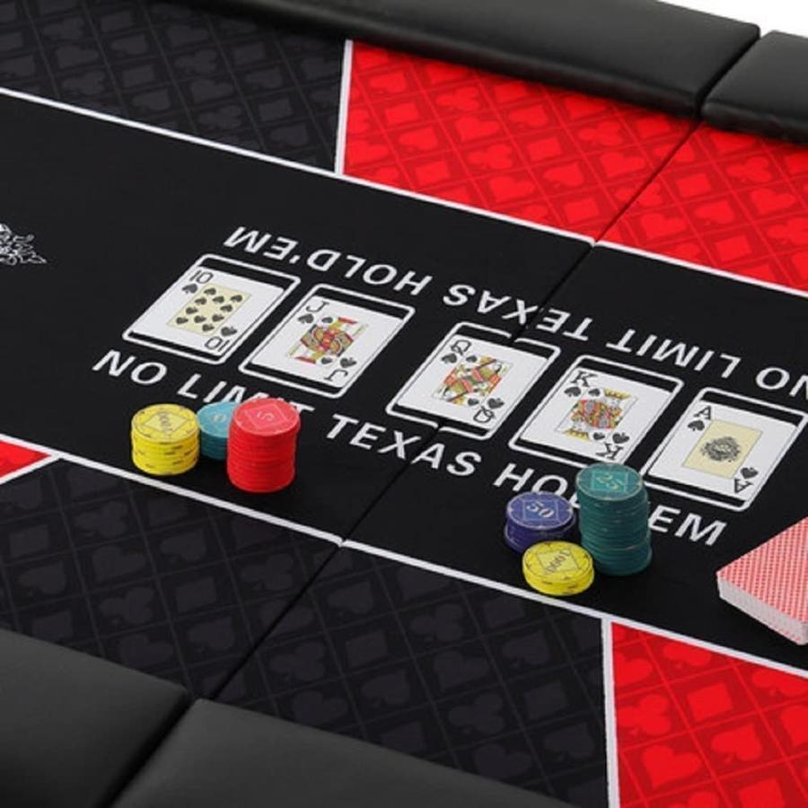 ポーカーテーブル ポーカーマット テキサスホールデムレイアウトゾンチーテキサスポーカーテーブル 折り畳み式のポーカーテーブル 専用ケース付き 赤 省スペース_1