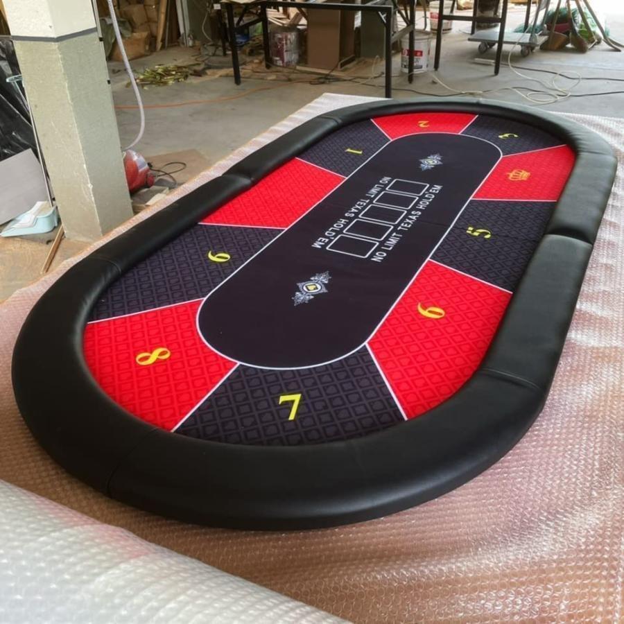 ポーカーテーブル ポーカーマット テキサスホールデムレイアウトゾンチーテキサスポーカーテーブル 折り畳み式のポーカーテーブル 専用ケース付き 赤 省スペース_3