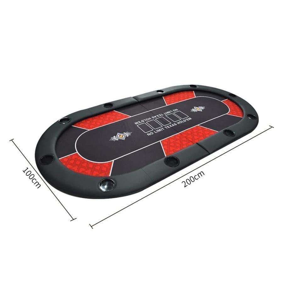 ポーカーテーブル ポーカーマット テキサスホールデムレイアウトゾンチーテキサスポーカーテーブル 折り畳み式のポーカーテーブル 専用ケース付き 赤 省スペース_4