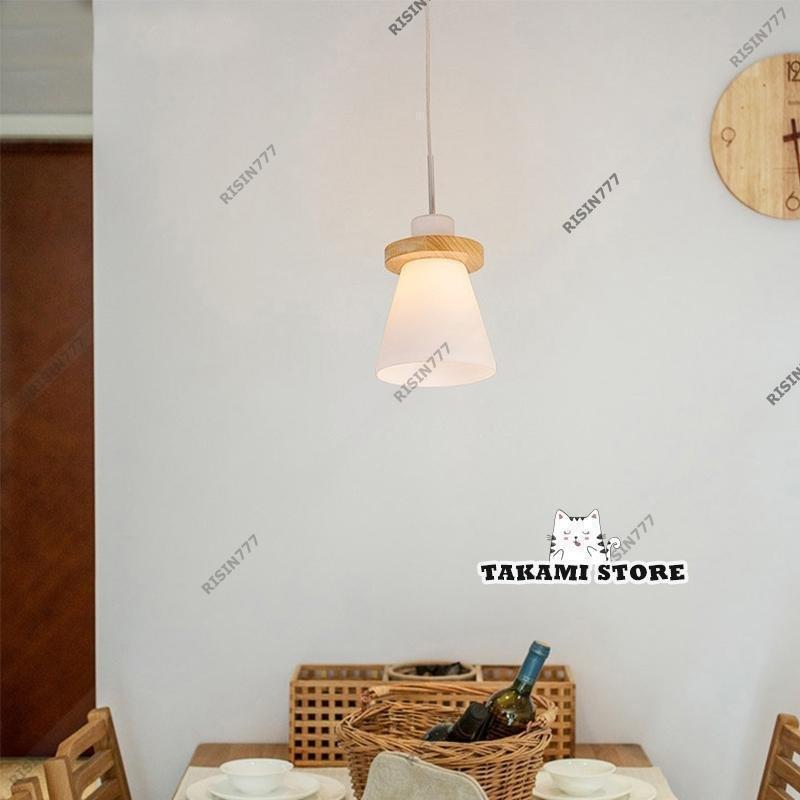 ペンダントライト おしゃれ 北欧 LED対応 ガラス 木製 円錐形 木目調 和風 天井照明器具 キッチン リビング ダイニング 寝室 食卓用 吊り下げ照明_6