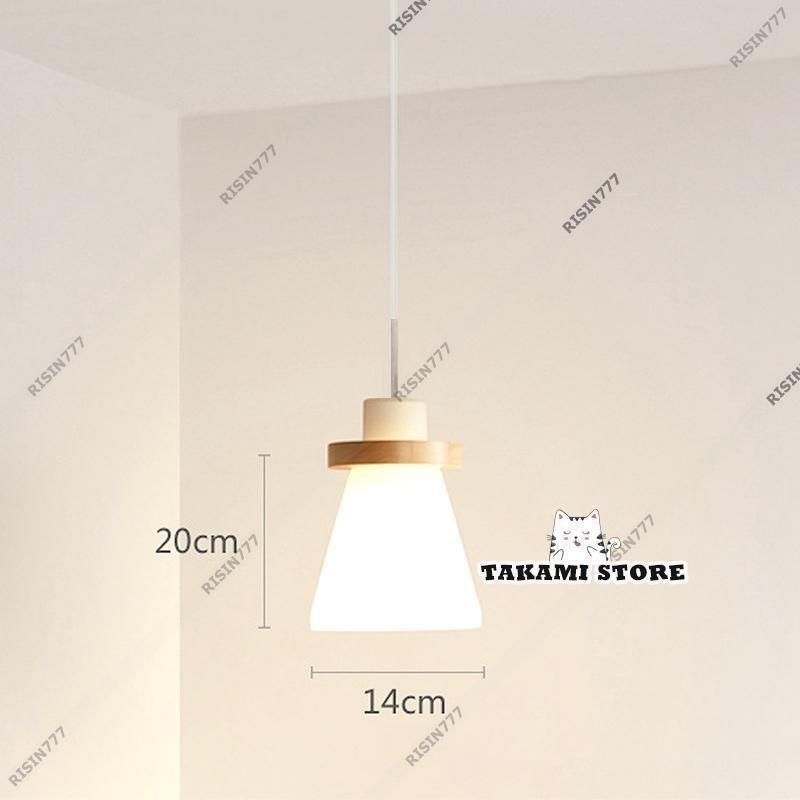 ペンダントライト おしゃれ 北欧 LED対応 ガラス 木製 円錐形 木目調 和風 天井照明器具 キッチン リビング ダイニング 寝室 食卓用 吊り下げ照明_7