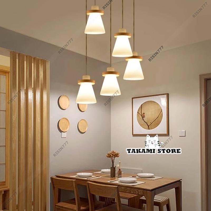 ペンダントライト おしゃれ 北欧 LED対応 ガラス 木製 円錐形 木目調 和風 天井照明器具 キッチン リビング ダイニング 寝室 食卓用 吊り下げ照明_10
