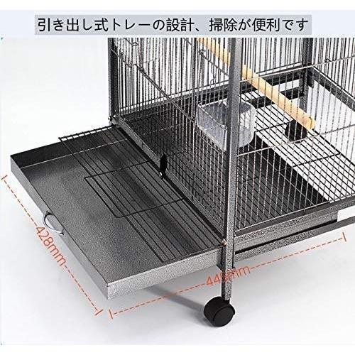 鳥かご 鳥ケージ 別荘の籠 バードゲージ 大型 豪華ケージ 大きいゾンチー鉄製の金属製かご 複数飼い キャスタ-付き エッジ付き インコ オウムケージ 多用途_4