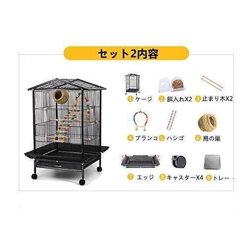 鳥かご 鳥ケージ 別荘の籠 バードゲージ 大型 豪華ケージ 大きい 鉄製の金属製かごゾンチー複数飼い キャスタ-付き エッジ付き インコ オウムケージ おしゃれ_3