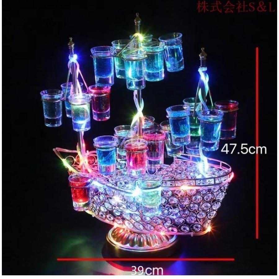 幻の船 LED酒ボトルの表示棚 24カップ バーホテルLED酒棚の表示棚ゾンチー幻の船を実現船型酒棚 テキーラ観覧車 パーティ 開店祝い ワイングラス別売り_3
