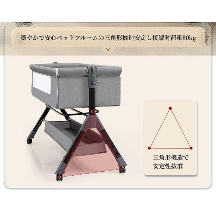 ベビーベッド 折りたたみ 多機能 添い寝 高さ調整3段階 マットレス付ゾンチー収納バッグ 蚊帳付 揺りかご 看護板 オムツ交換台 持ち 省スペース 一人暮らし_10