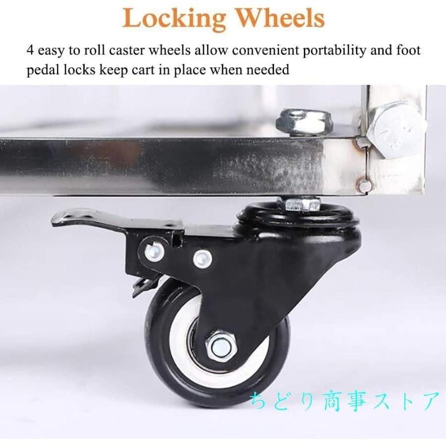 ボール整理カゴオーガナイザーステンレス製機器収納ラックボール収納スタンドホイール付きバスケットボールサッカー錦バレーボール用(Size:84x46x128cm)_3