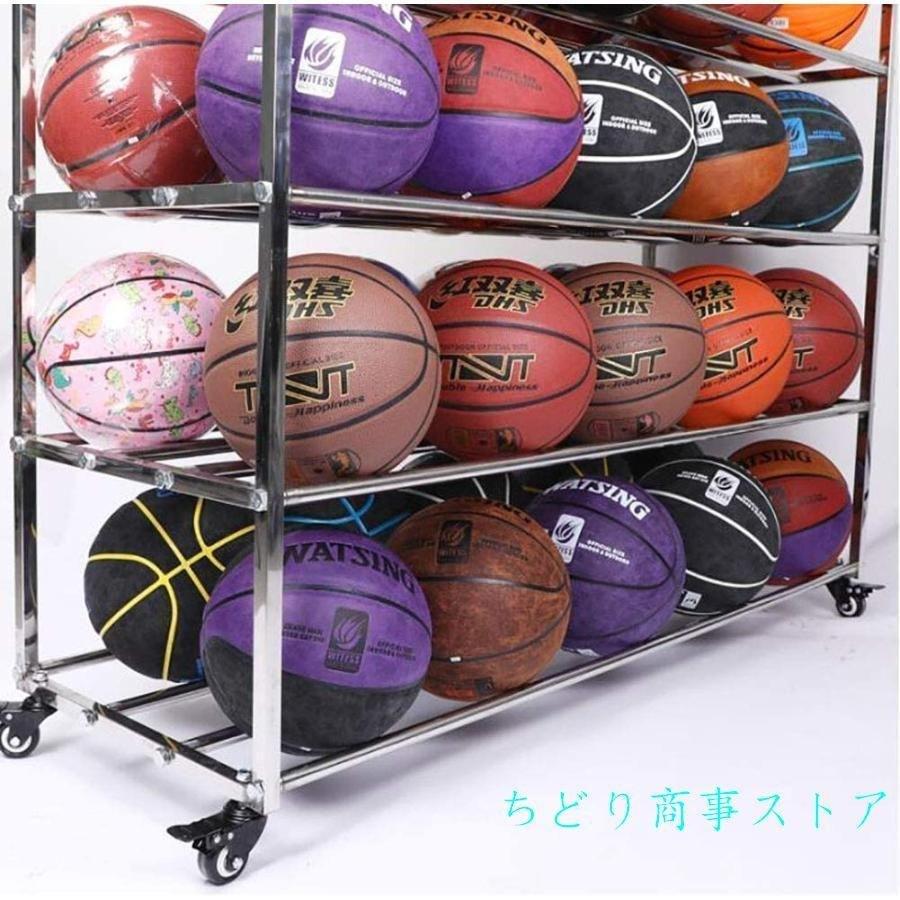 ボール整理カゴオーガナイザーステンレス製機器収納ラックボール収納スタンドホイール付きバスケットボールサッカー錦バレーボール用(Size:84x46x128cm)_5