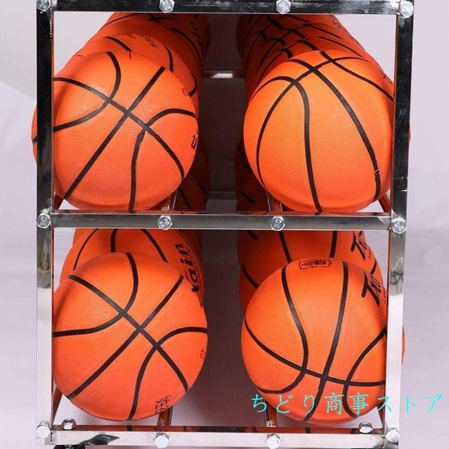 ボール整理カゴオーガナイザーステンレス製機器収納ラックボール収納スタンドホイール付きバスケットボールサッカー錦バレーボール用(Size:84x46x128cm)_6