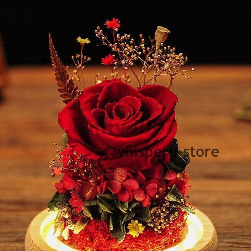 プリザーブドフラワー プレゼント 母の日 誕生日 お花 ギフト フラワー バラ 枯れない花 おしゃれ プリザーブドフラワー ガラスドーム LEDライト付_10