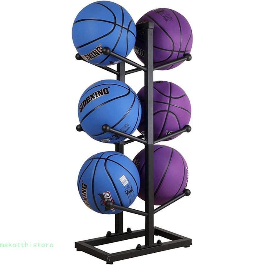 rボール整理カゴ頑丈な両面ボールオーガナイザースタンドバスケットボールサッカーバレーボール用ボールオーガナイザー収納ラック(ColorゾンチーBlack省スペース_2
