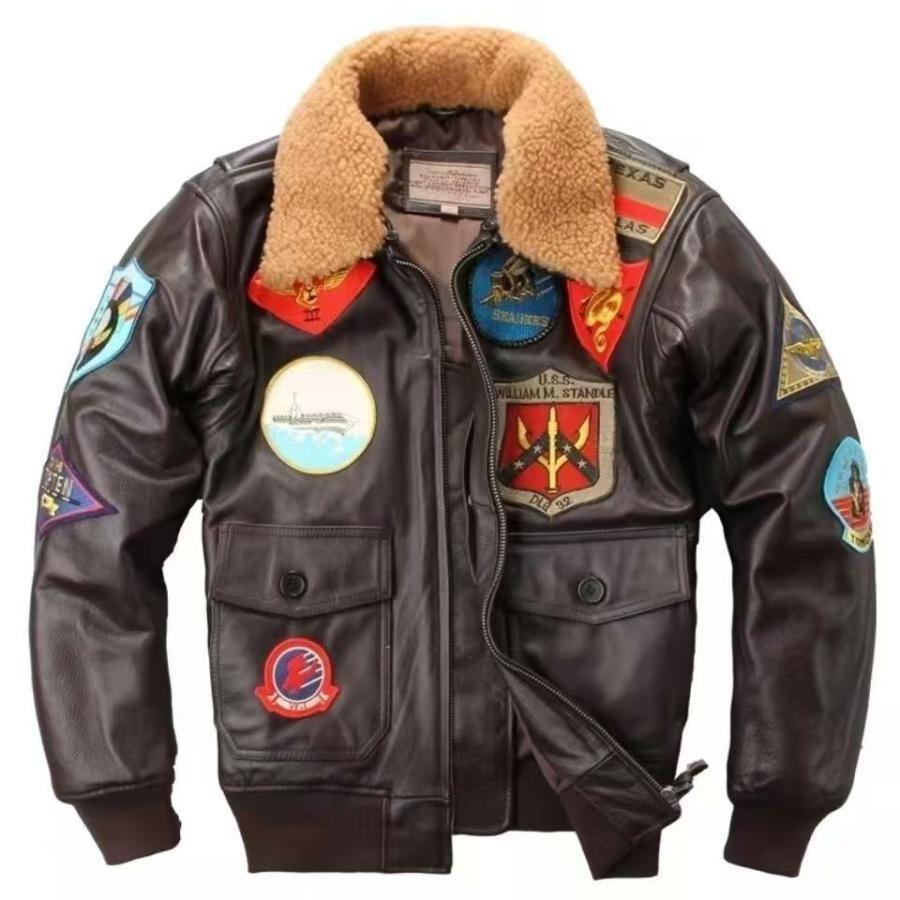 ジャケット フライトジャケット ジャンパー レザージャケット ウール襟ゾンチー中綿入り 革ジャン 空軍服 牛革ジャケット ショート丈 防寒 メンズ 春夏秋 通勤