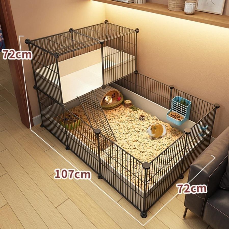 ハムスターケージ-ハムスターエンクロージャー、モルモットケージ小動物ハゾンチー とエクササイズプレイハウスDIYペットベビーサークル小動物、モルモット、ウ_1