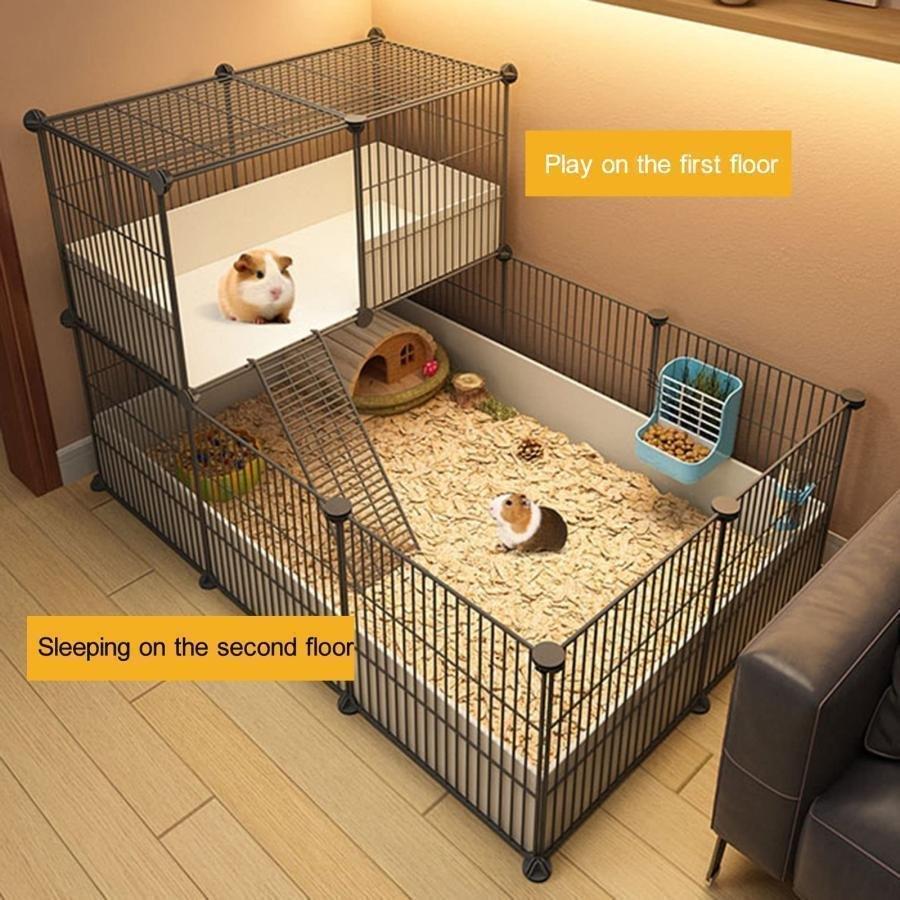 ハムスターケージ-ハムスターエンクロージャー、モルモットケージ小動物ハゾンチー とエクササイズプレイハウスDIYペットベビーサークル小動物、モルモット、ウ_4