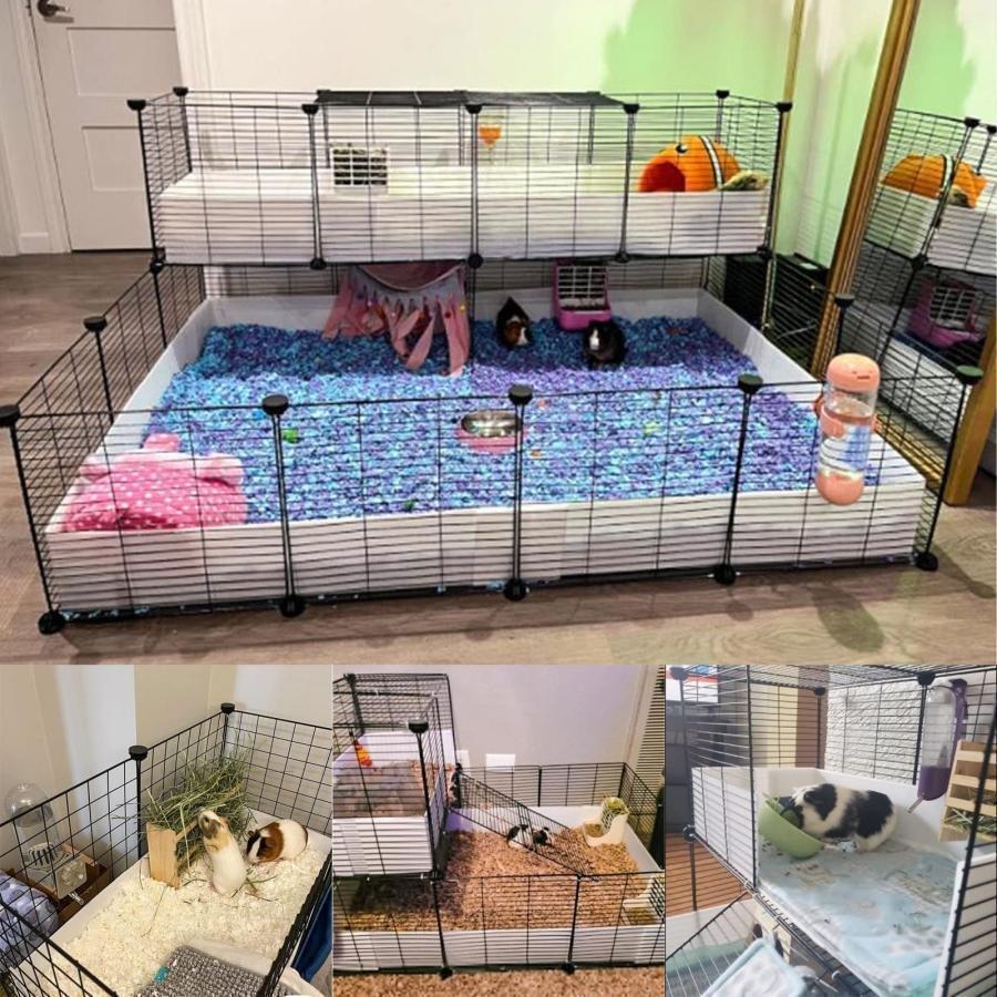 ハムスターケージ-ハムスターエンクロージャー、モルモットケージ小動物ハゾンチー とエクササイズプレイハウスDIYペットベビーサークル小動物、モルモット、ウ_6