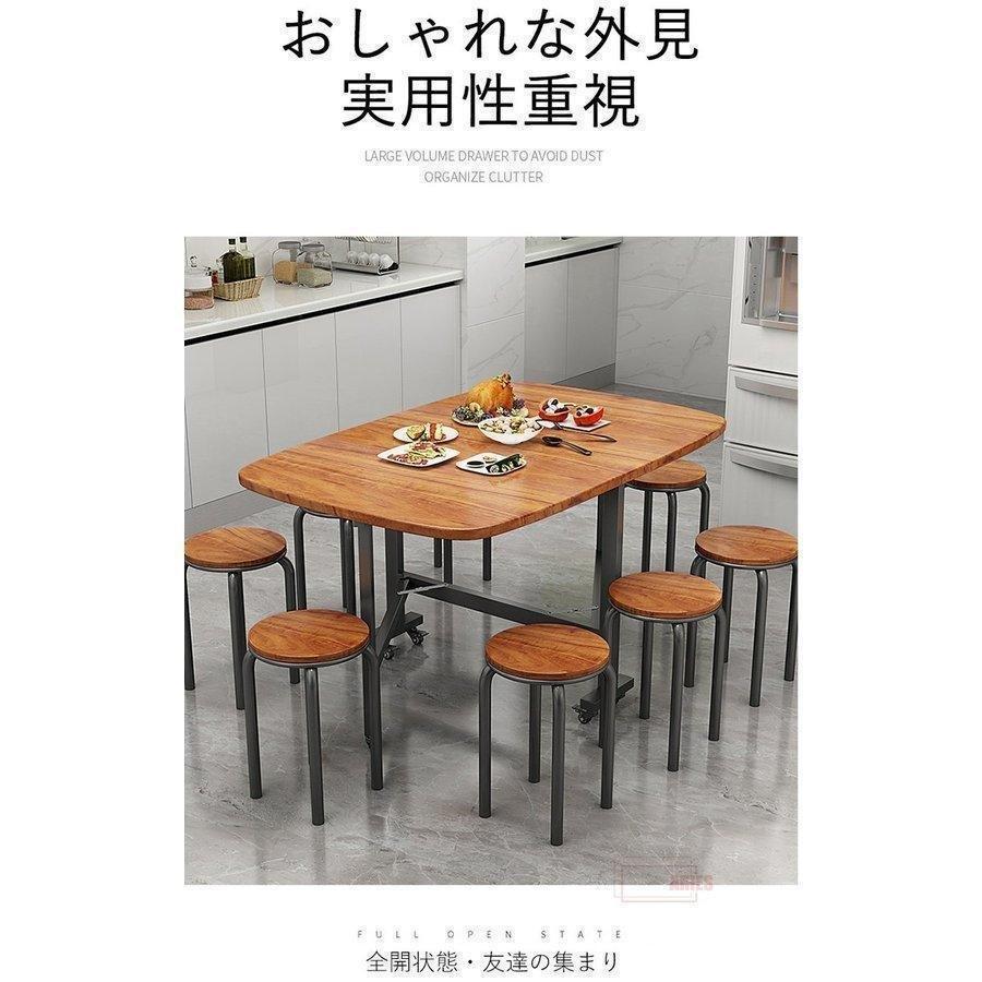 ダイニングテーブル 木製テーブル 天板折りたたみテーブル 食卓 テーブルゾンチー角型テーブル ナチュラル 折り畳み能 キャスター付き 知育玩具 指先訓練 幼_17
