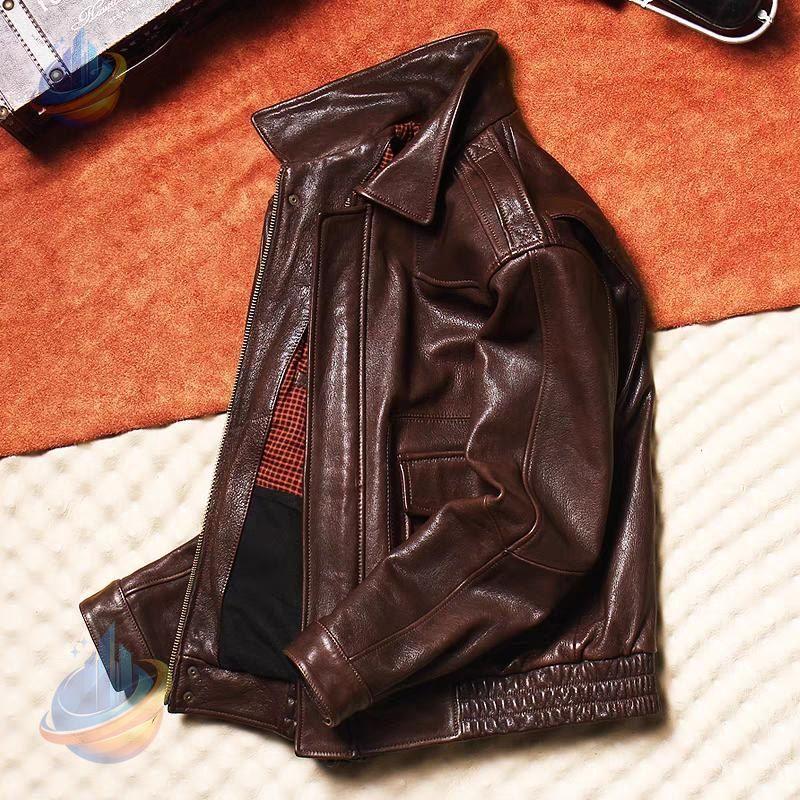 上質な山羊革 フライトジャケット レトロ オイルワックス加工ゾンチー本革のライダースジャケット ビッグサイズ ショート丈 メンズアウター 歩きやすい 軽量