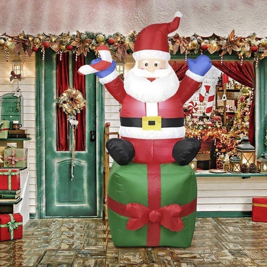 12/25まで値下げ！エアディスプレイクリスマス サンタボックス自動風船ライト付 クリスマス サンタクロース ボックス 自動風船 180cm オーナメント